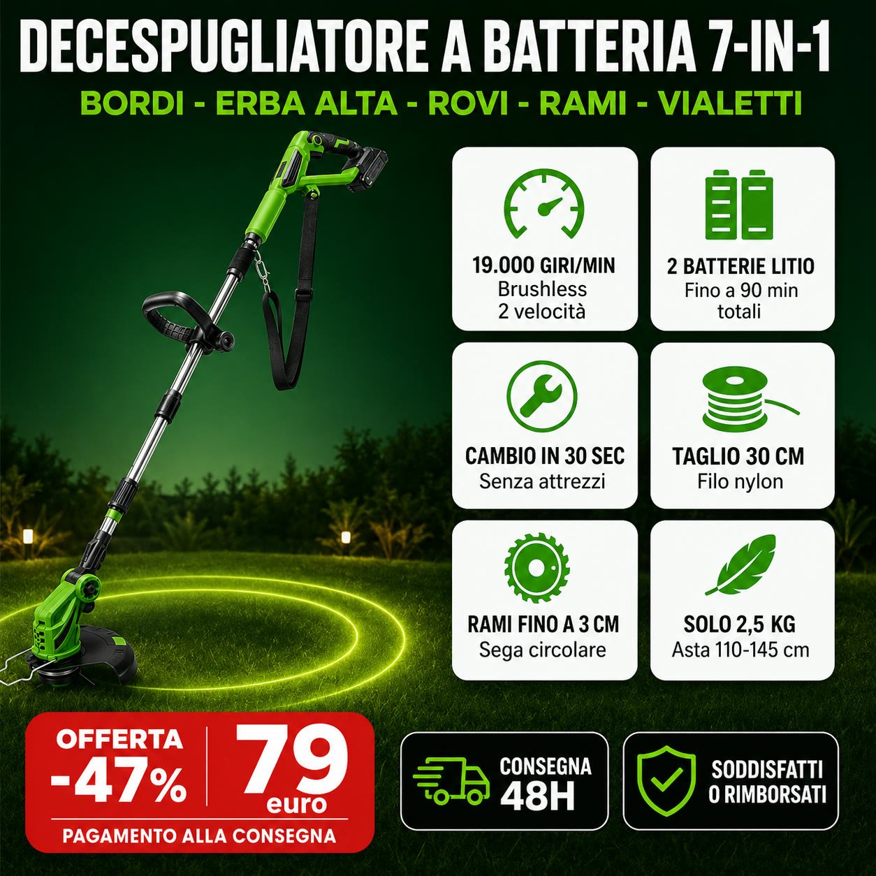 Decespugliatore a batteria 7-in-1